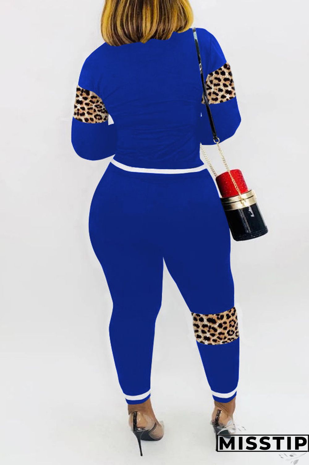 Blue Casual Print Patchwork O Neck Long Sleeve Two Pieces