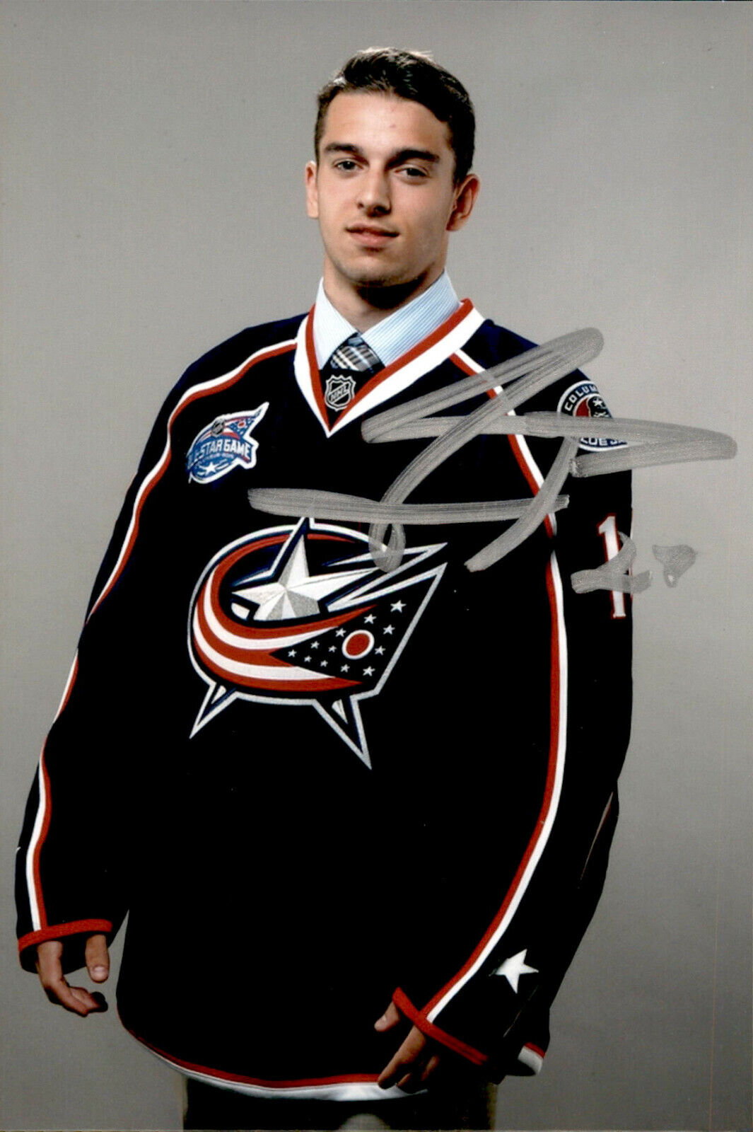 Julien Pelletier SIGNED 4x6 Photo Poster painting COLUMBUS BLUE JACKETS #2