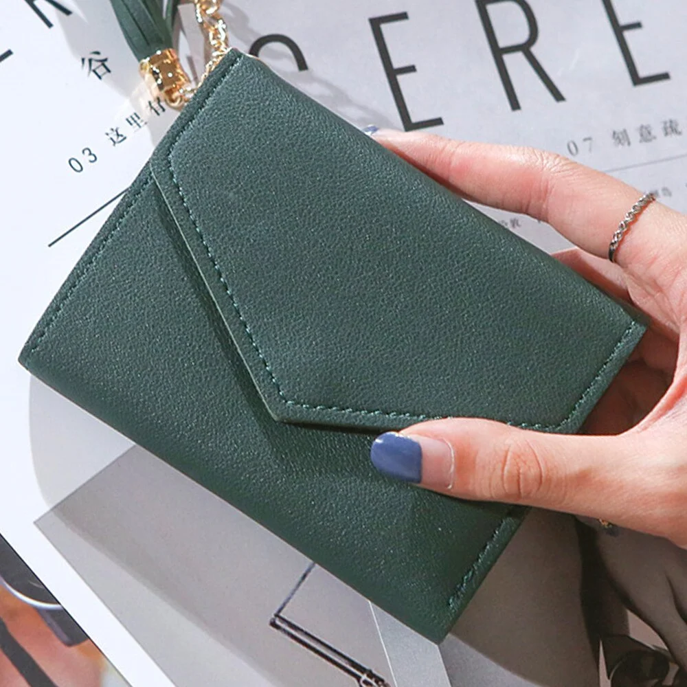 Women Wallets Small Leather Purse Women Tassel Card Bags For Women 2020 Female Purse Money PU Zipper Clip Daily Lady Wallet