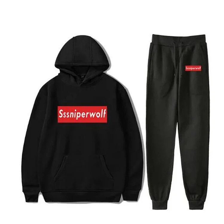 Mingyejia Sssniperwolf Merch Tracksuit Men Sets Fashion Sporting Suit Hooded Sweatshirt +Sweatpants Mens Clothing 2 Pieces Set Streetwear