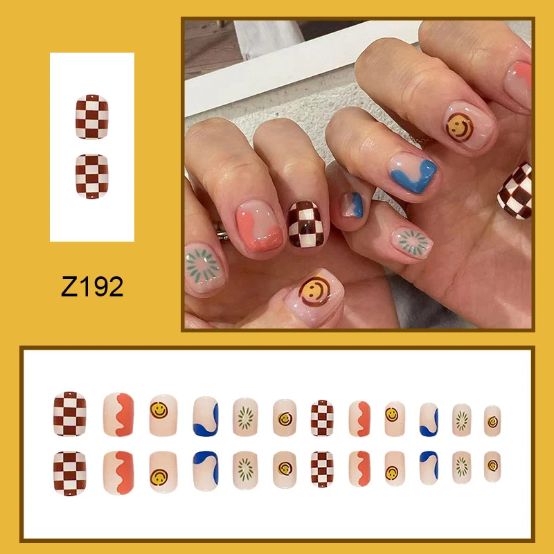 Churchf Churchf Plaid Cartoon Smiling Face Ins Wind Wear A Small European Square Powder Through Short Beauty A Piece Finished Product