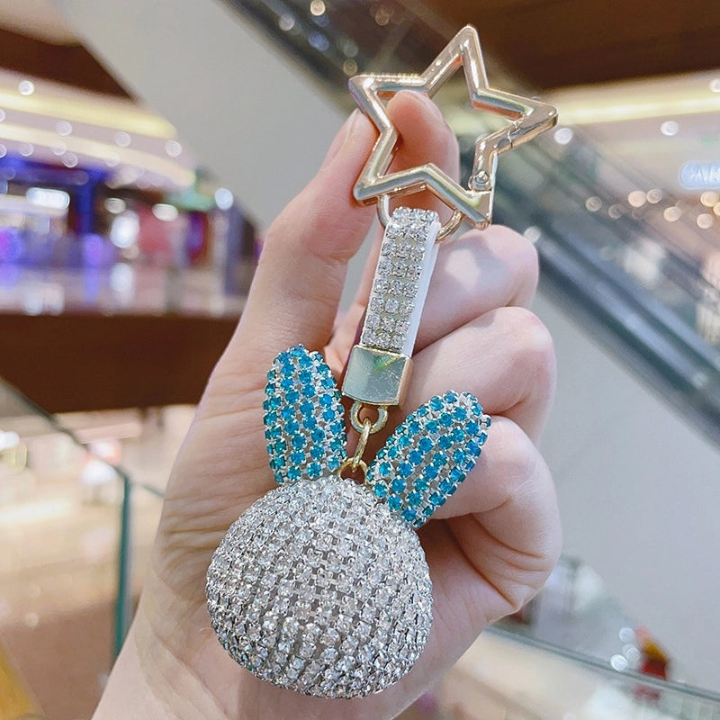 Cute Rabbit Metal Inlay Rhinestones Women’s Bag Pendant Keychain