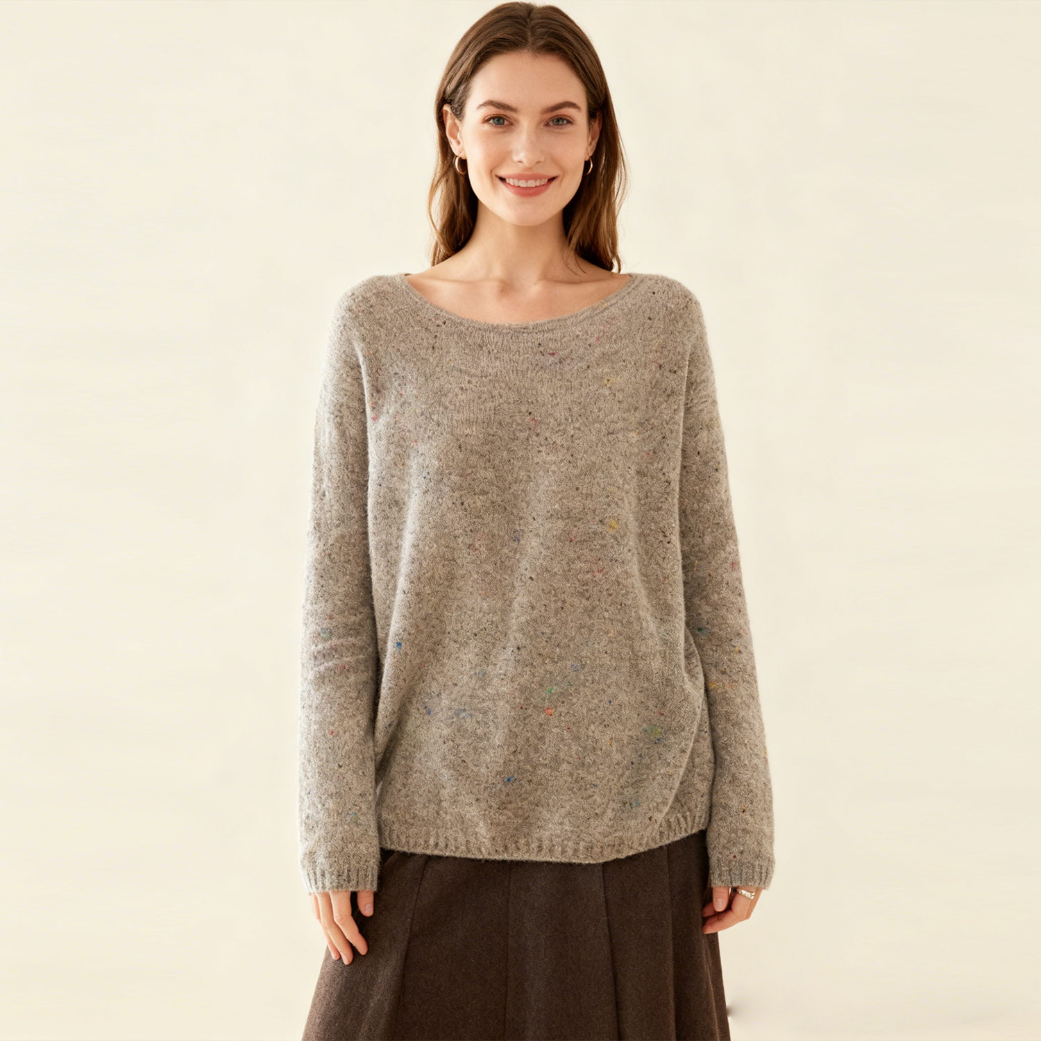 Women's Slouchy Crewneck Cashmere Sweater REAL SILK LIFE