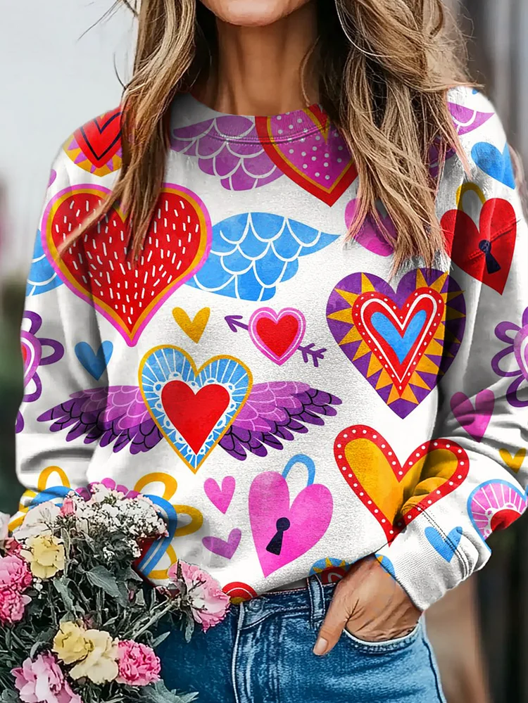 Valentine's Day Print Casual Sweatshirt