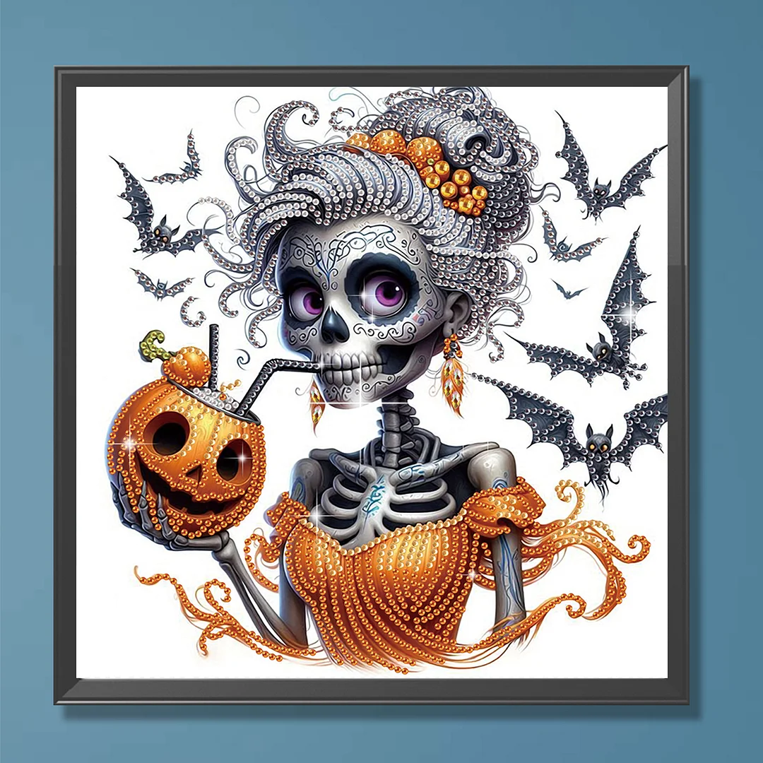Diamond Painting - Partial Special Shaped Drill - Halloween Skull(Canvas|30*30cm)