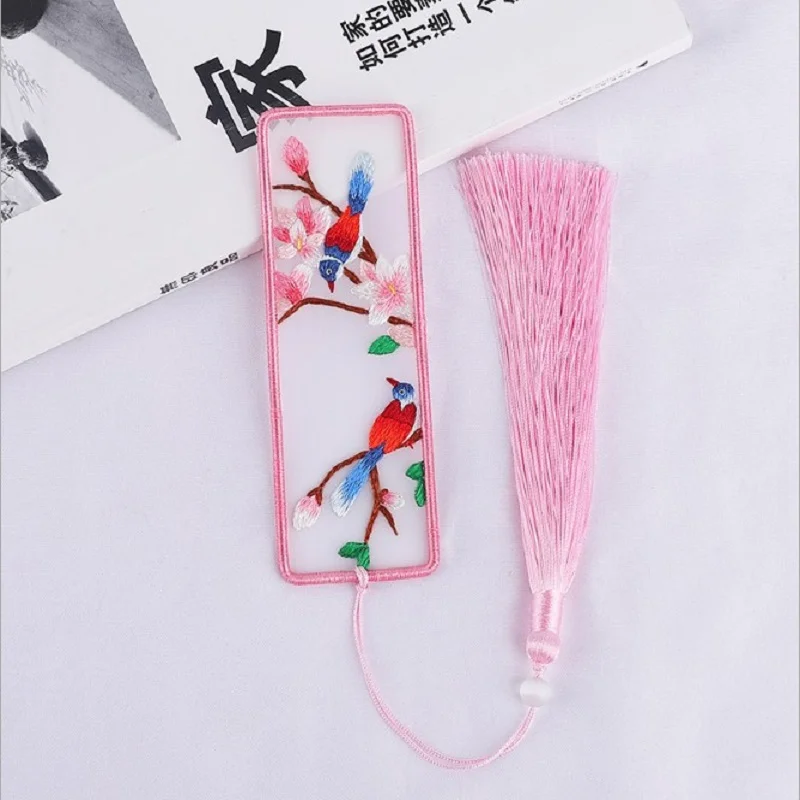 Chinese Style Embroidery DIY Bookmark Rectangular Stationery Book Marks