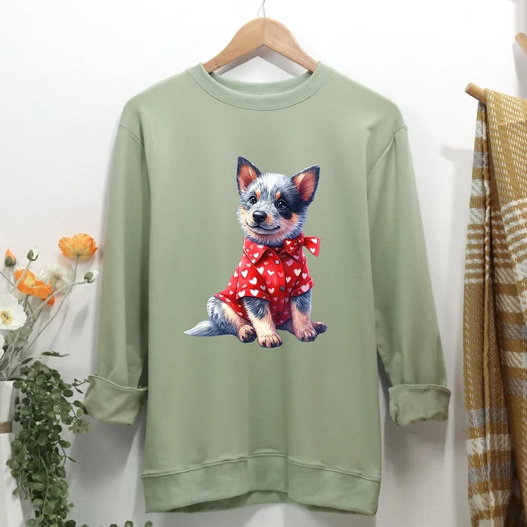 Spend Valentine’s Day with your favorite dog Women Casual Sweatshirt-0024510