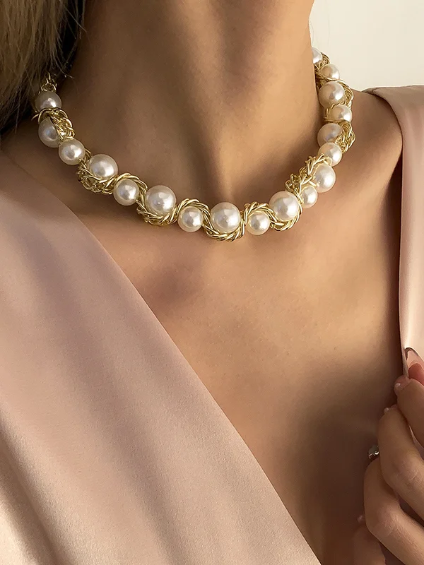 Pearl Geometric Necklaces Accessories