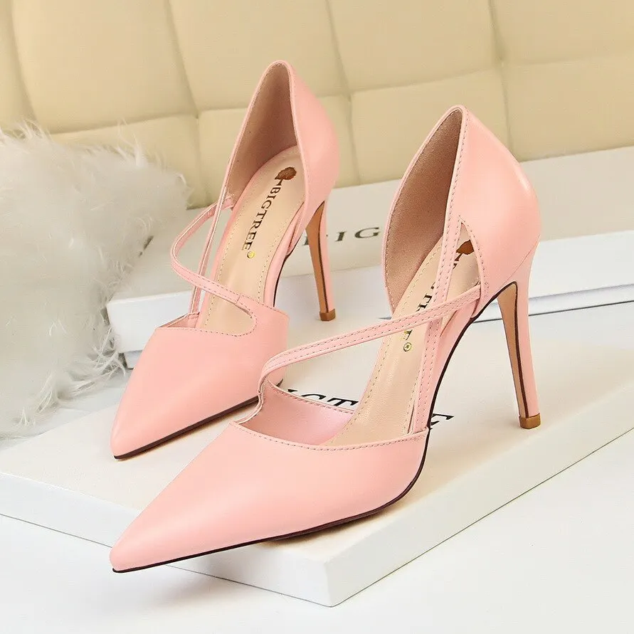 2019 New Summer Luxury Woman Fetish Yellow High Heels Female Classic Strap Blue Sandals Pink Pumps Lady Sexy Shoes 830-1