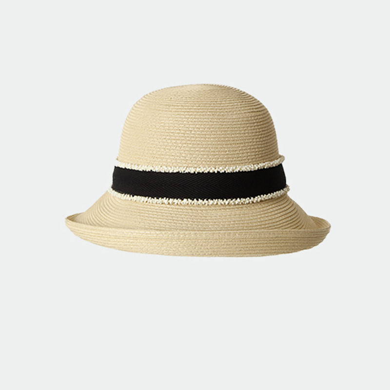 Pearl Decoration Sun Protection Straw Hat