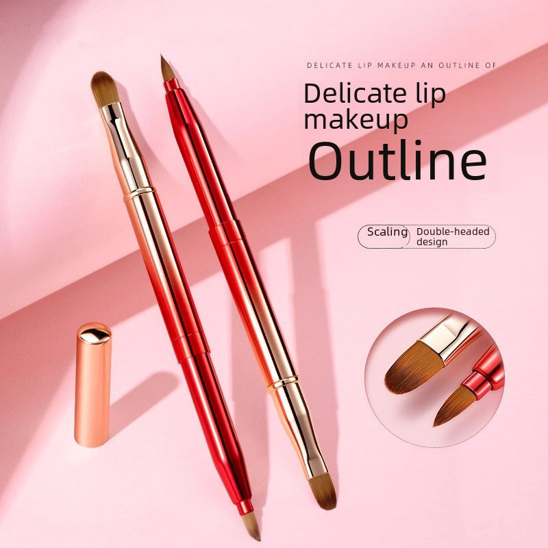 Retractable Lip Brush Double Head With Cover Concealer Makeup Brush Lipstick Brush Portable Lip Brush Multifunctional Makeup Tool