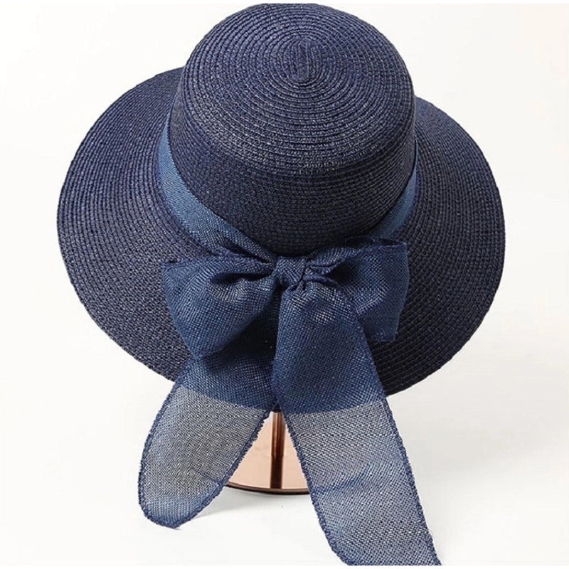 Women's Vintage Style Sweet Solid Color Flat Eaves Sun Hat3