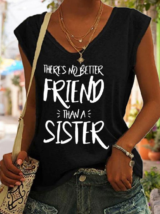 There's No Better Friend Than A Sister Letter Knit Tank