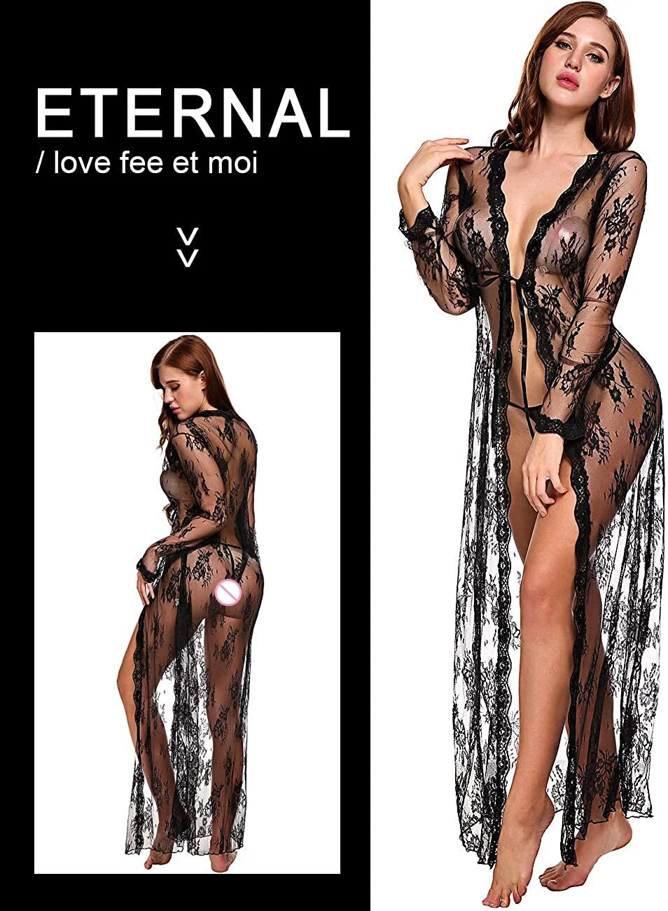 Women Transparent Erotic Robe Sex Toys For Couples Sex Tools BDSM Bondage Restraint Costume 18+ Adults Games Product Add Thong