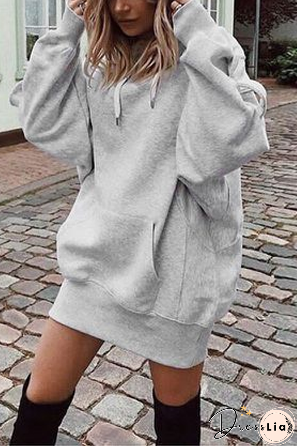 Solid Pocket Casual Hoodie