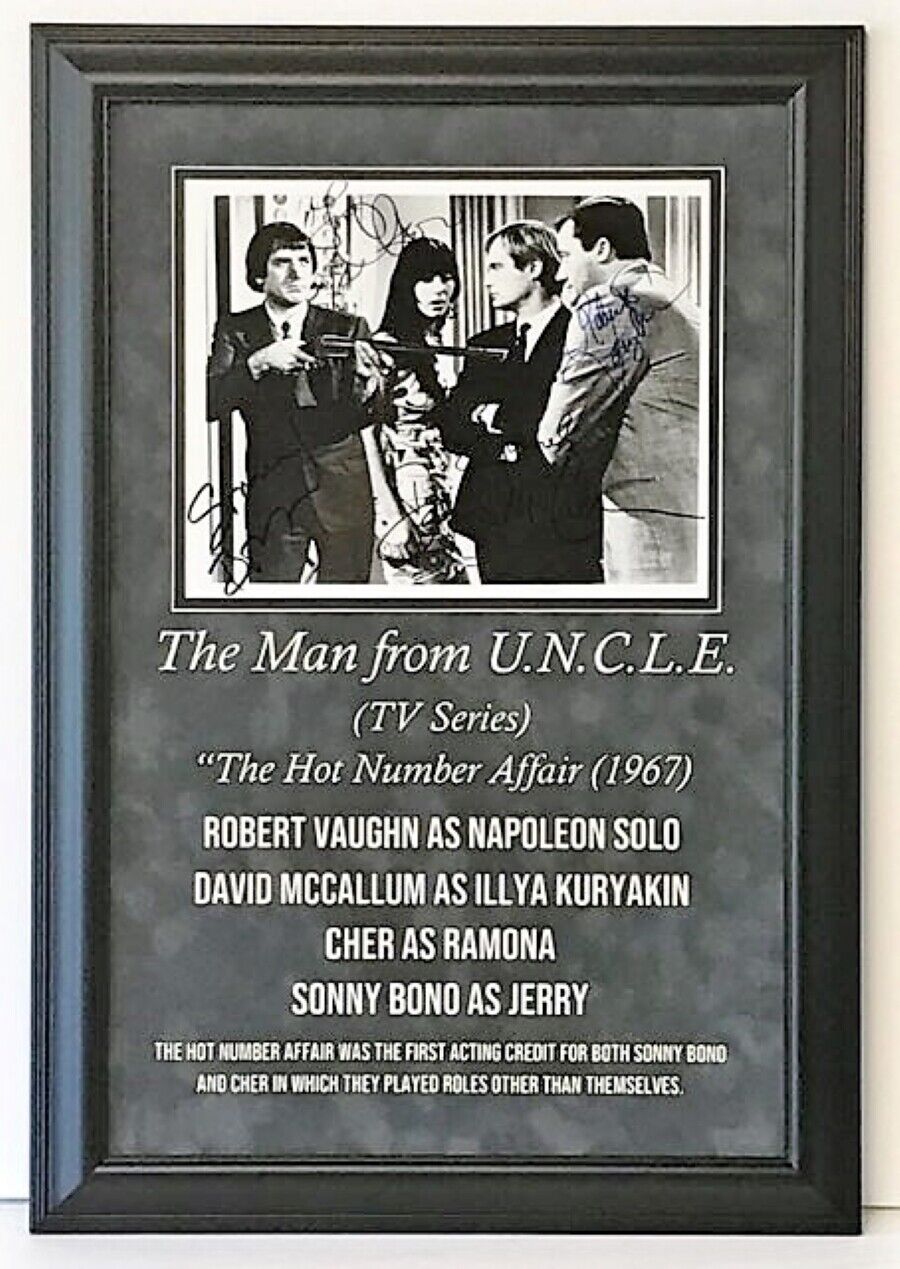 THE MAN FROM U.N.C.L.E. ORIGINAL Photo Poster painting SIGNED SONNY & CHER CUSTOM FRAMED ++