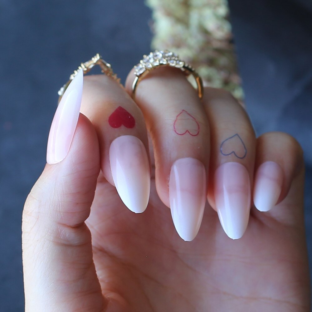 Almond Artificial nails Ombre Baby Boomer Fake nails nude  Natural False nails 24pcs