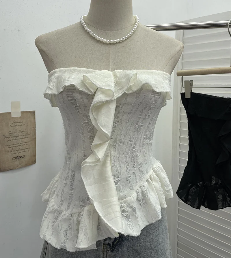 Uveng Real Shooting Wasteland Wind Thoracic Thoracic Do Old Hole Irregular Lotus Leaf Side Vest Millennial Babes Sleeveless Top 9228