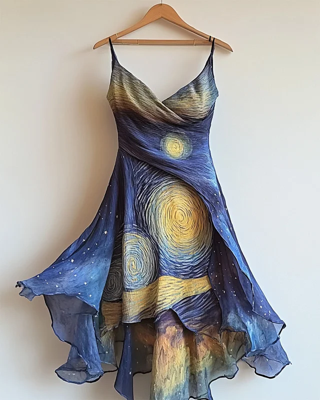 Handmade oil painting print dress 31c5