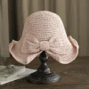 Cappello di paglia pieghevole con fiocco