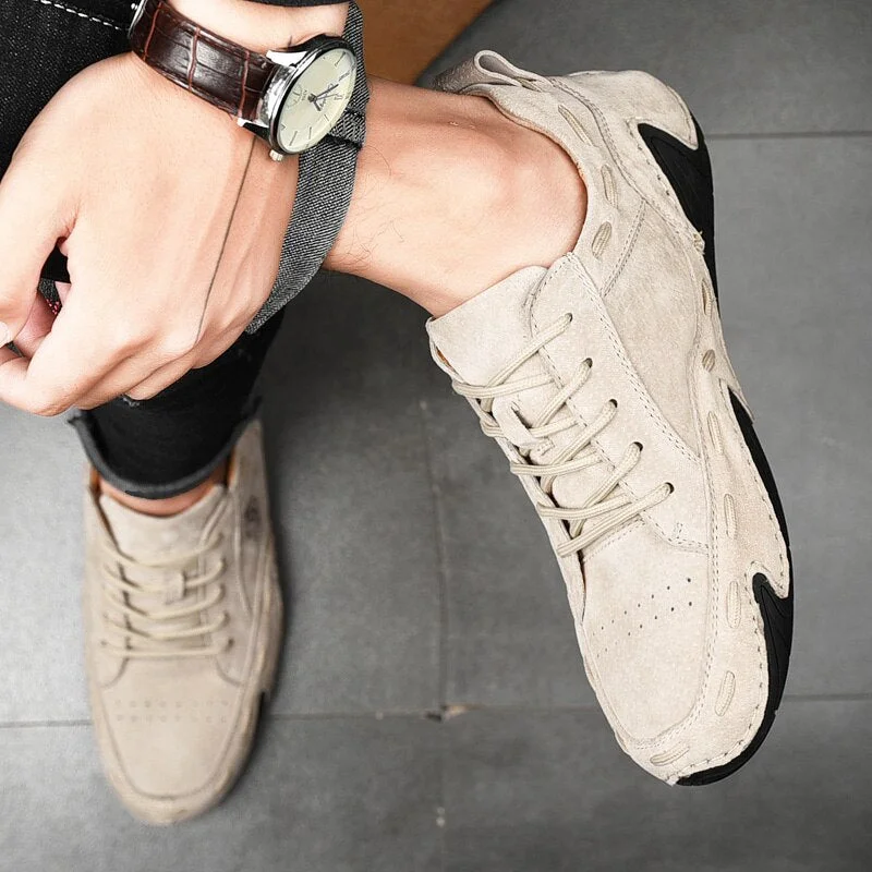 Nine o'clock Quality Genuine Leather Men Shoes Casual Breathable Non-slip Driving Sneaker Trendy Outdoor Footwear Big Size 38-48