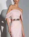 Women's Pink Off Shoulder Slit Dress