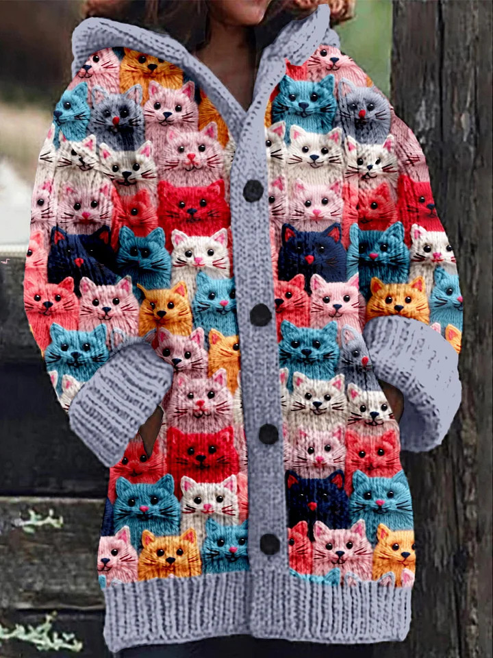 Women's New Animal Pattern Abstract Printing Casual Cape Sweater Coat