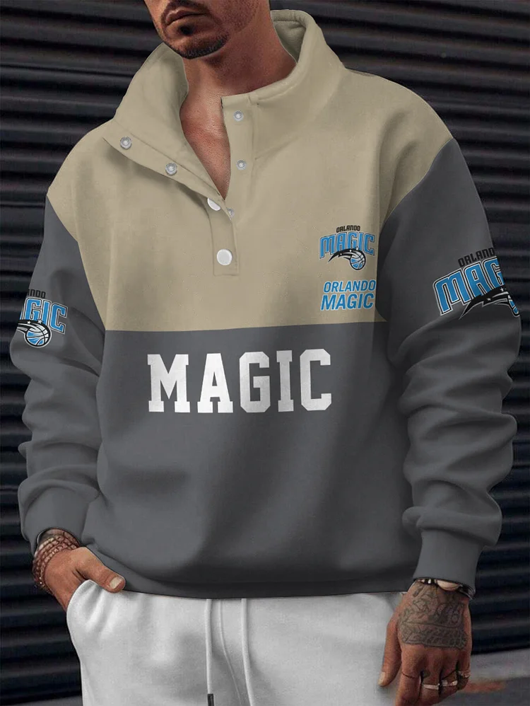 Orlando Magic 2025 New Design Casual Snap Mockneck Pullover