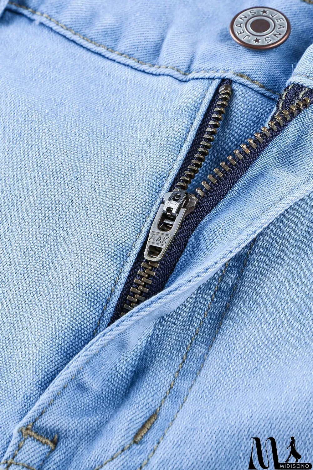 MidiSono - Blank Apparel - Light Blue Washed Ripped Jeans