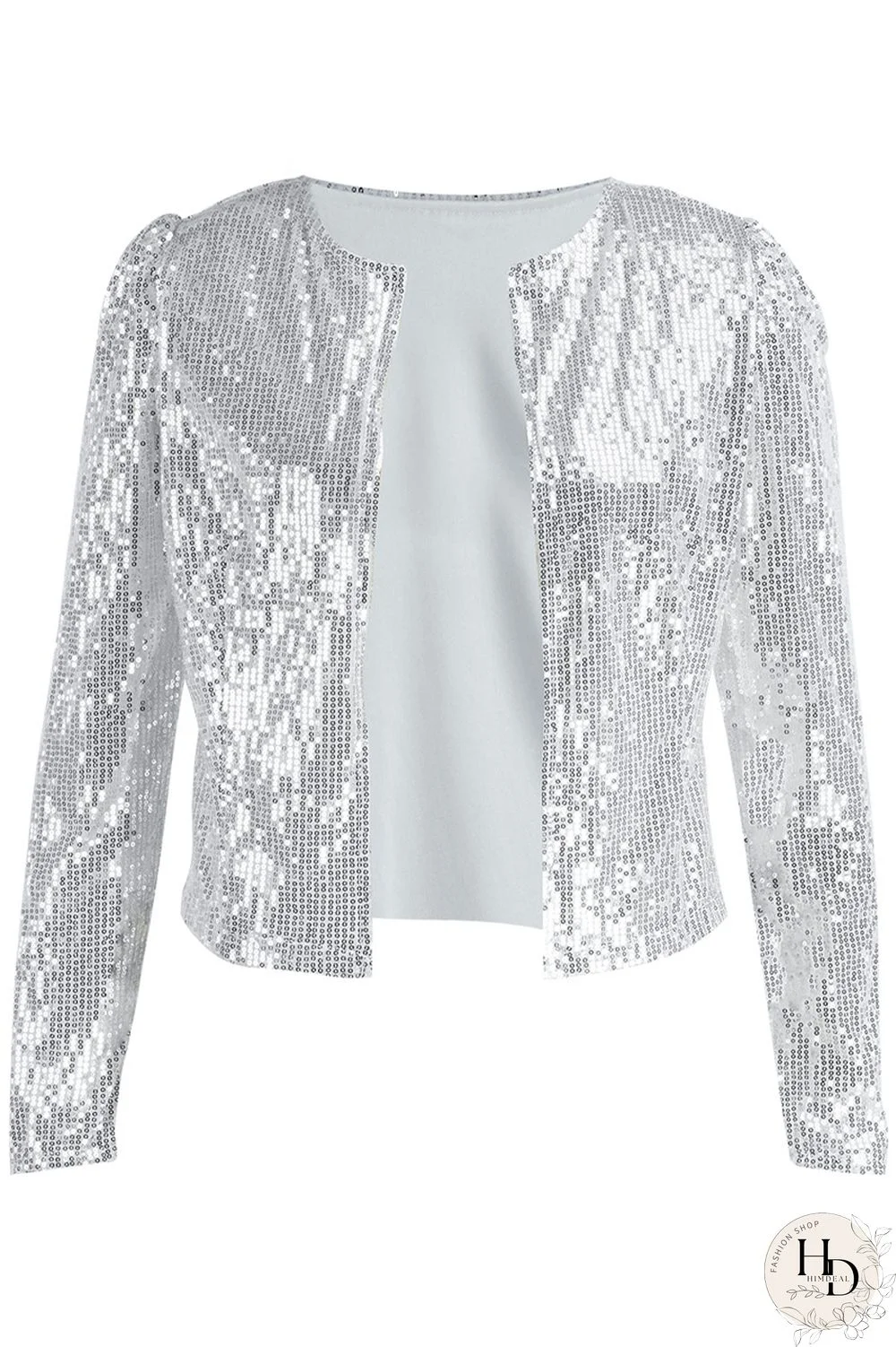 Red Fashion Solid Sequins Patchwork O Neck Outerwear