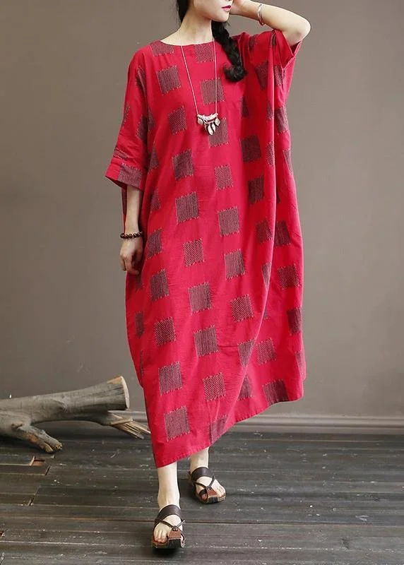 Unique cotton quilting clothes 18th Century Casual Square Batwing Sleeve Loose Dress