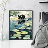 Black Cat On Lotus Leaf - 11CT Stamped Cross Stitch 40*50cm/15.75*19.69in