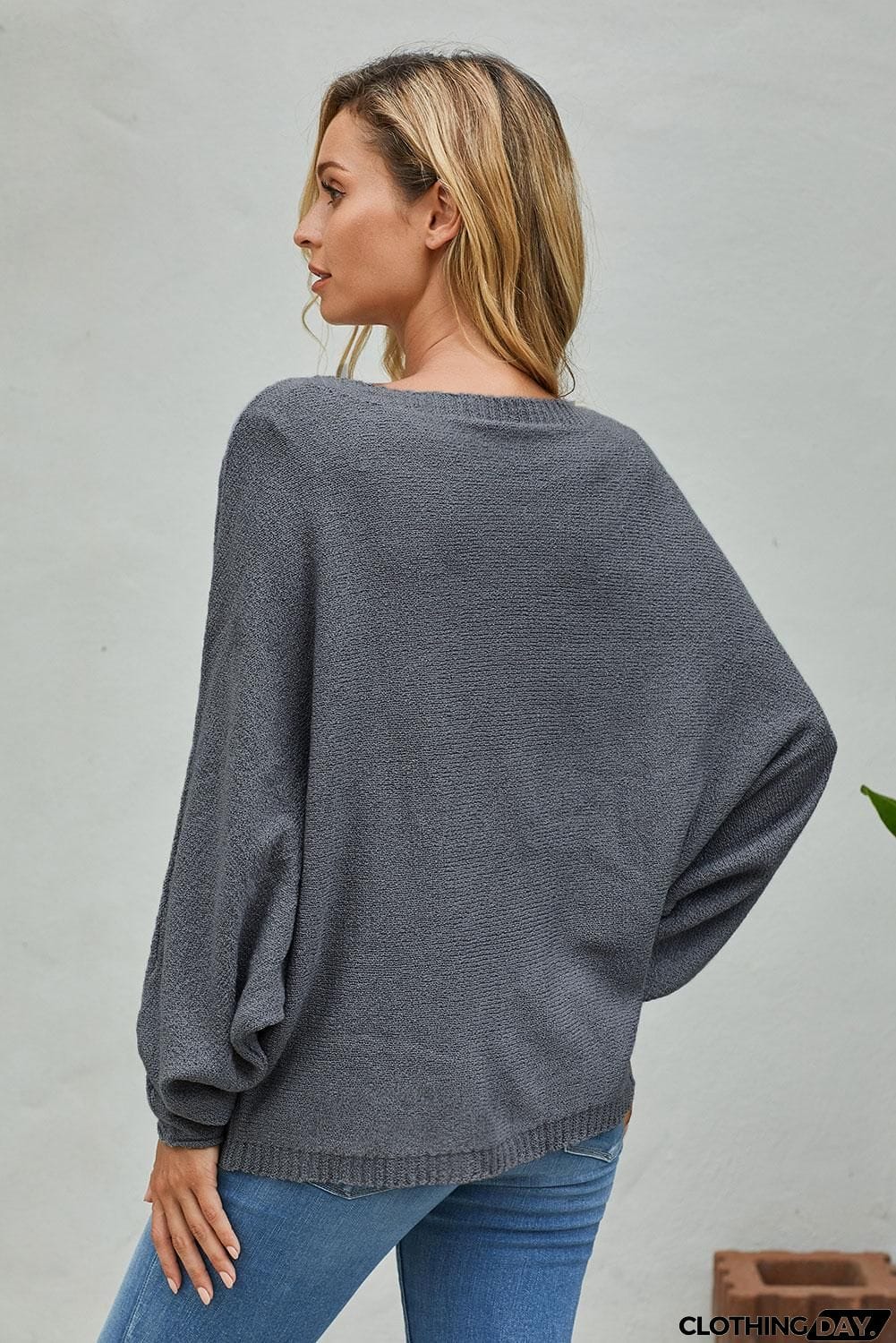 Gray Oversized Chillaxin&rsquo; Dolman Knit Sweater