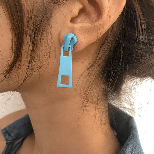 Solid Color Unique Zipper Shape Earrings