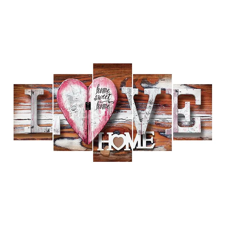 LOVE 5-pictures Round Full Drill Diamond Painting 95X45CM(Canvas) gbfke