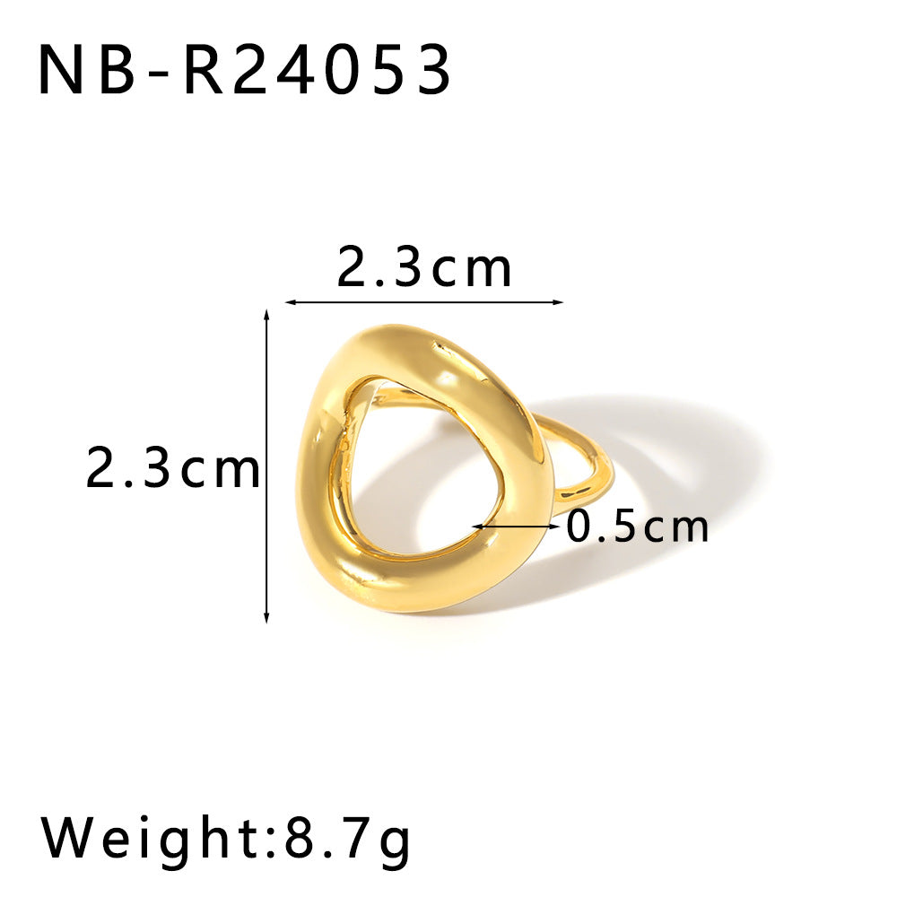 Hollow Open Titanium Steel Ring 18K Gold Line Special-Shaped Personality Winding Stainless Steel Exaggerated Ring