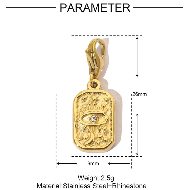 3 PCS/Package Titanium Steel Rhinestones Eye Pendant Jewelry Accessories