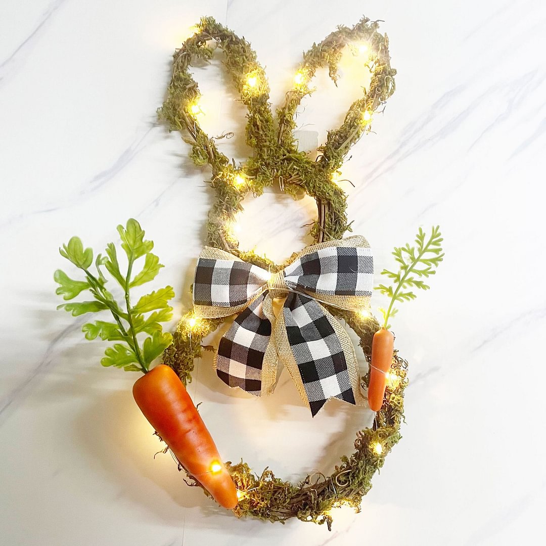 Easter Bunny Radish Moss Vine Wreath
