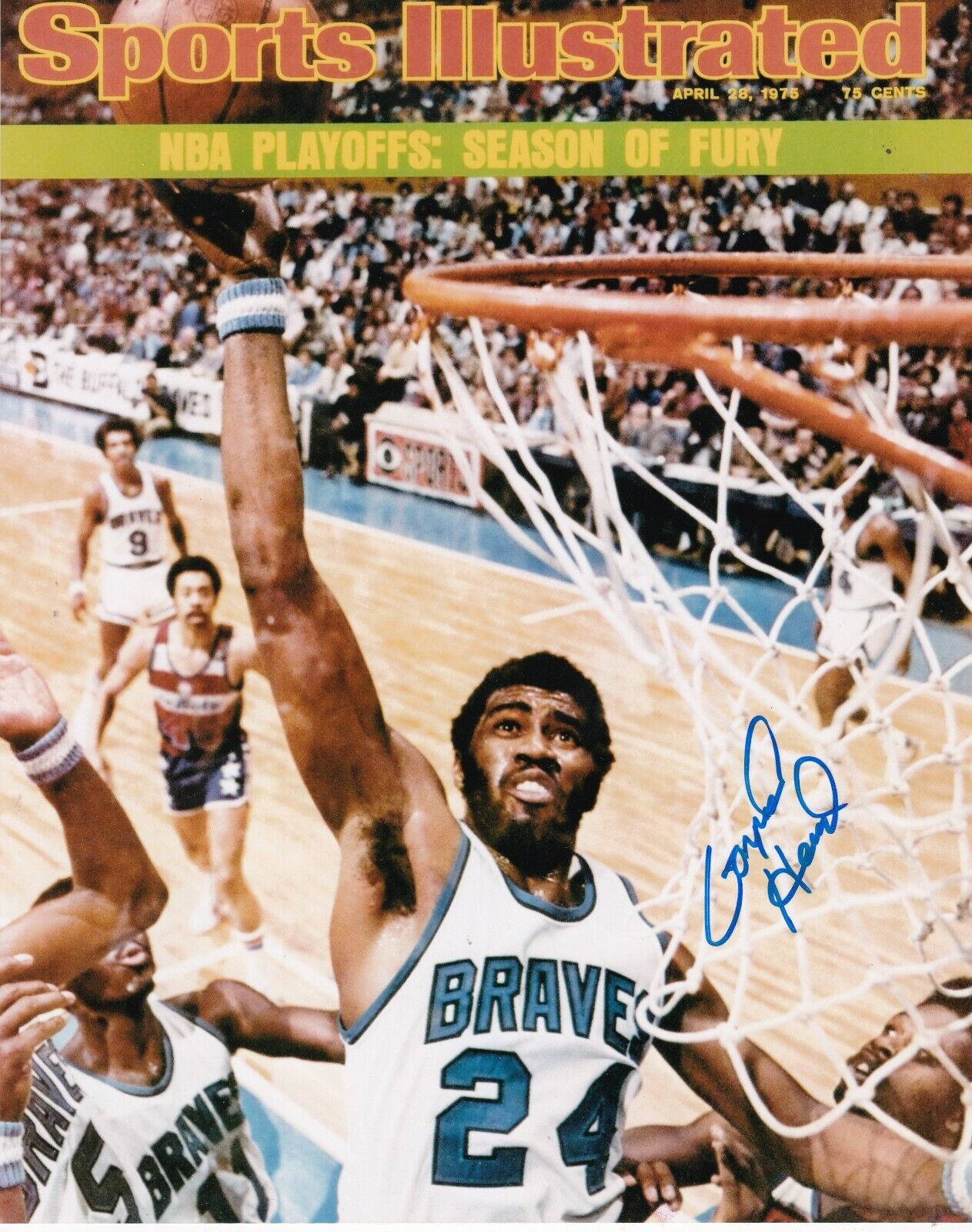 GAR HEARD BUFFALO BRAVES SPORTS ILLUSTRATED COVER SIGNED 8x10