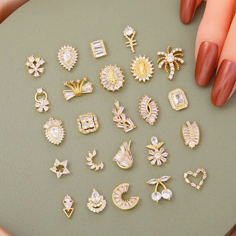 2pcs 2021 New 3D Metal Zircon Nail Art Jewelry Top Zircon Crystal Manicure Zircon Diamond Pendant Japanese Nail Decoration