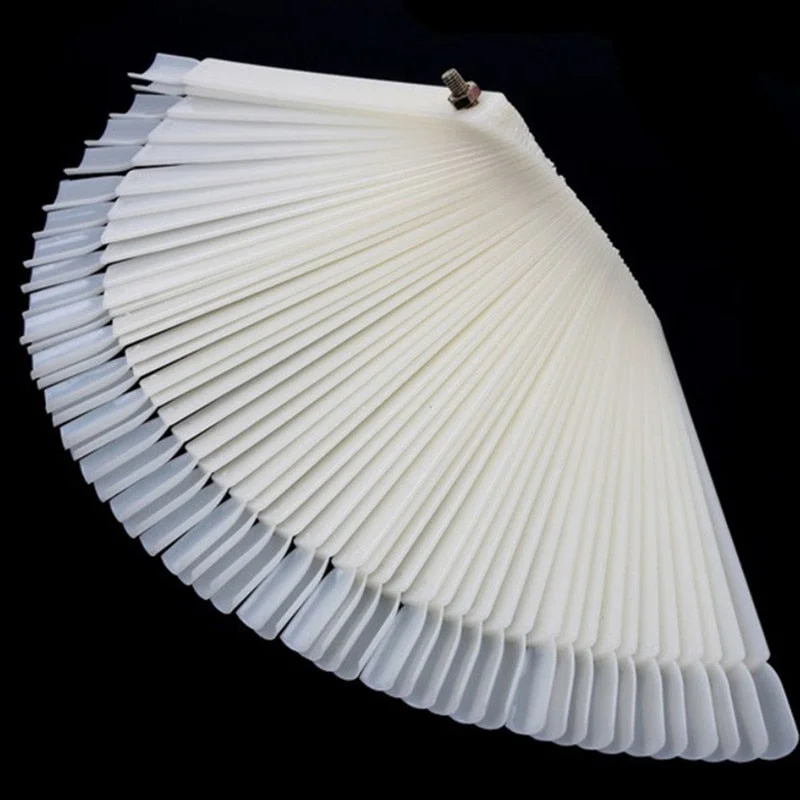 50Pcs False Nail Tips Fan Style Fake Nails Polish UV Gel Sticker Decoration Display Board Clear Natural Nail Art Practice Tools-Nail Inspo