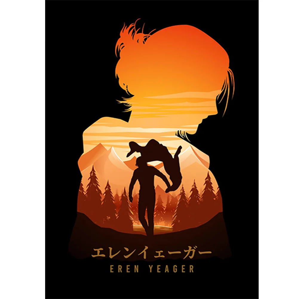 Full Round Diamond Painting 35*50cm - Attack On Titan - Silhouette