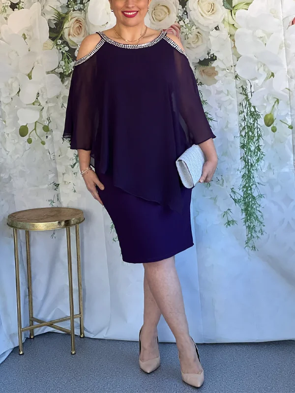 Off-The-Shoulder Diamond Midi Dress