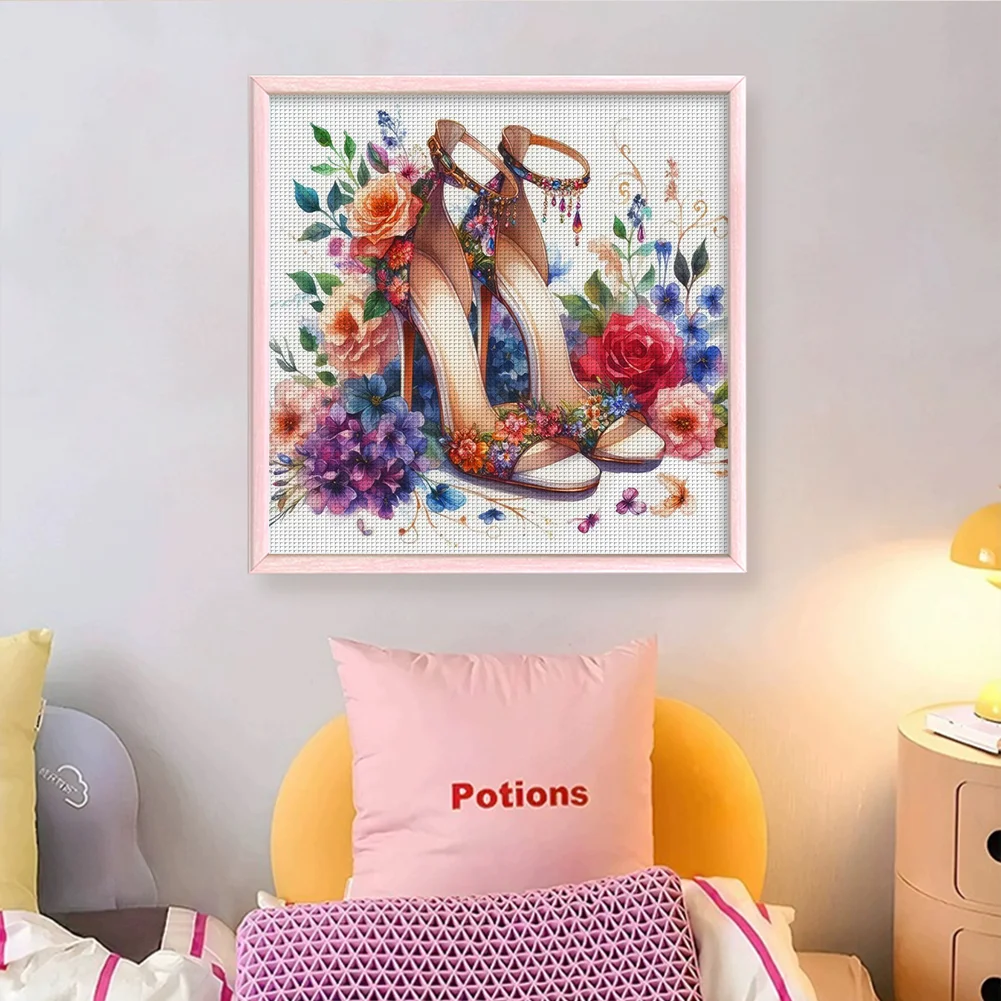 11CT Full Stamped Cross Stitch - High Heel(Canvas|40*40CM)