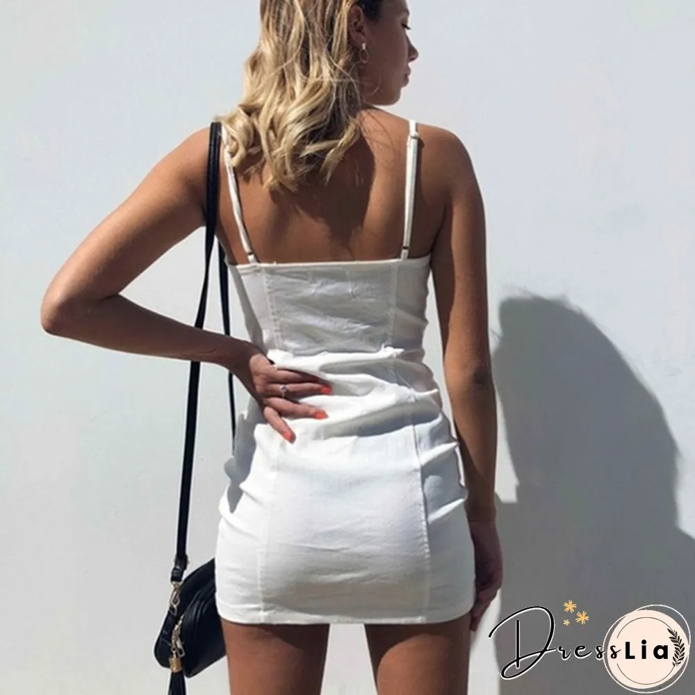Women's Dress Spring And Summer Ring Zipper Sexy Braces Skirt Sexy Strap Dress New Style