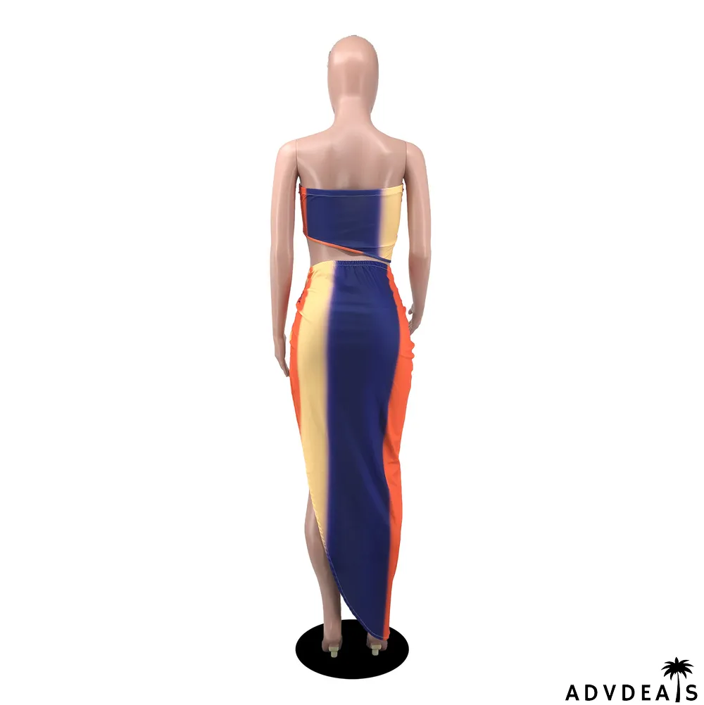 Summer Print Wrap Skirt Set