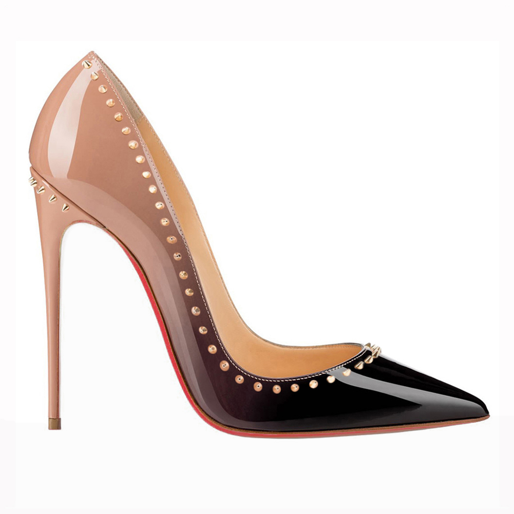 Red Bottom Women's High Heels Stiletto Pumps Party Gradient Color-MERUMOTE