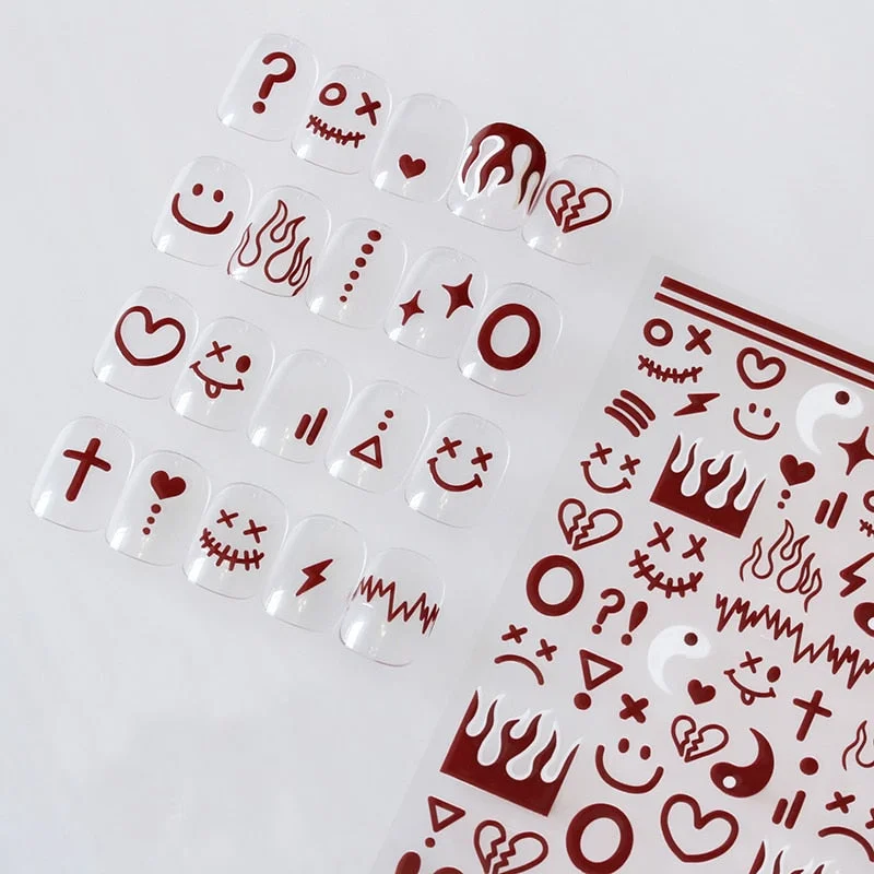 Various Patterns Smiles High Quality 3D Engraved Nail Stickers Nail Art Decorations Nail Decals Design