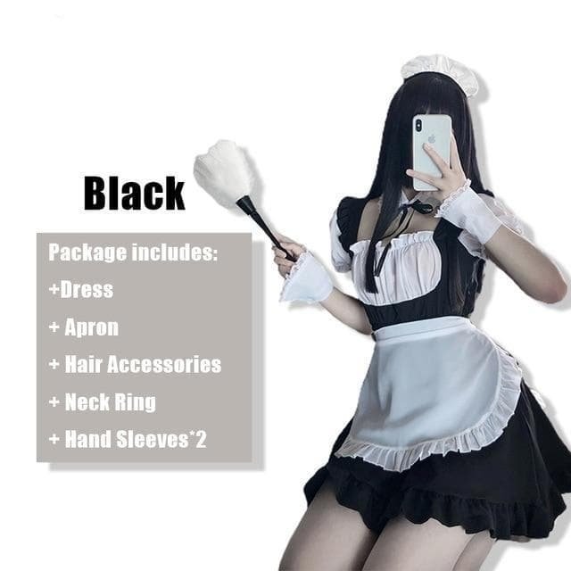 Cute Lace Up Black And White Maid Dress Role Play Costume Sp222