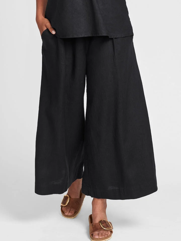 Womens Cotton Linen Wide Leg Pants